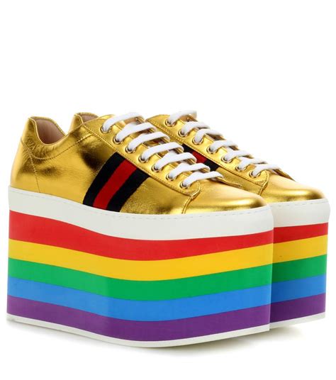 gucci rainbow platform sneakers.